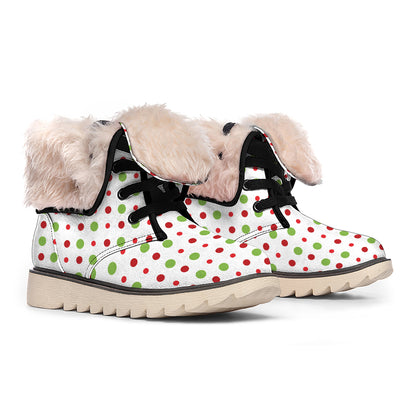 Merry Christmas Dots Pattern Print Winter Boots