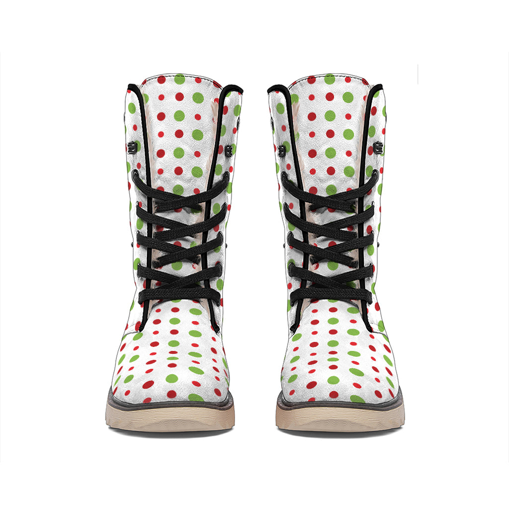 Merry Christmas Dots Pattern Print Winter Boots