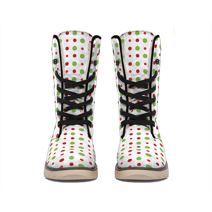 Merry Christmas Dots Pattern Print Winter Boots