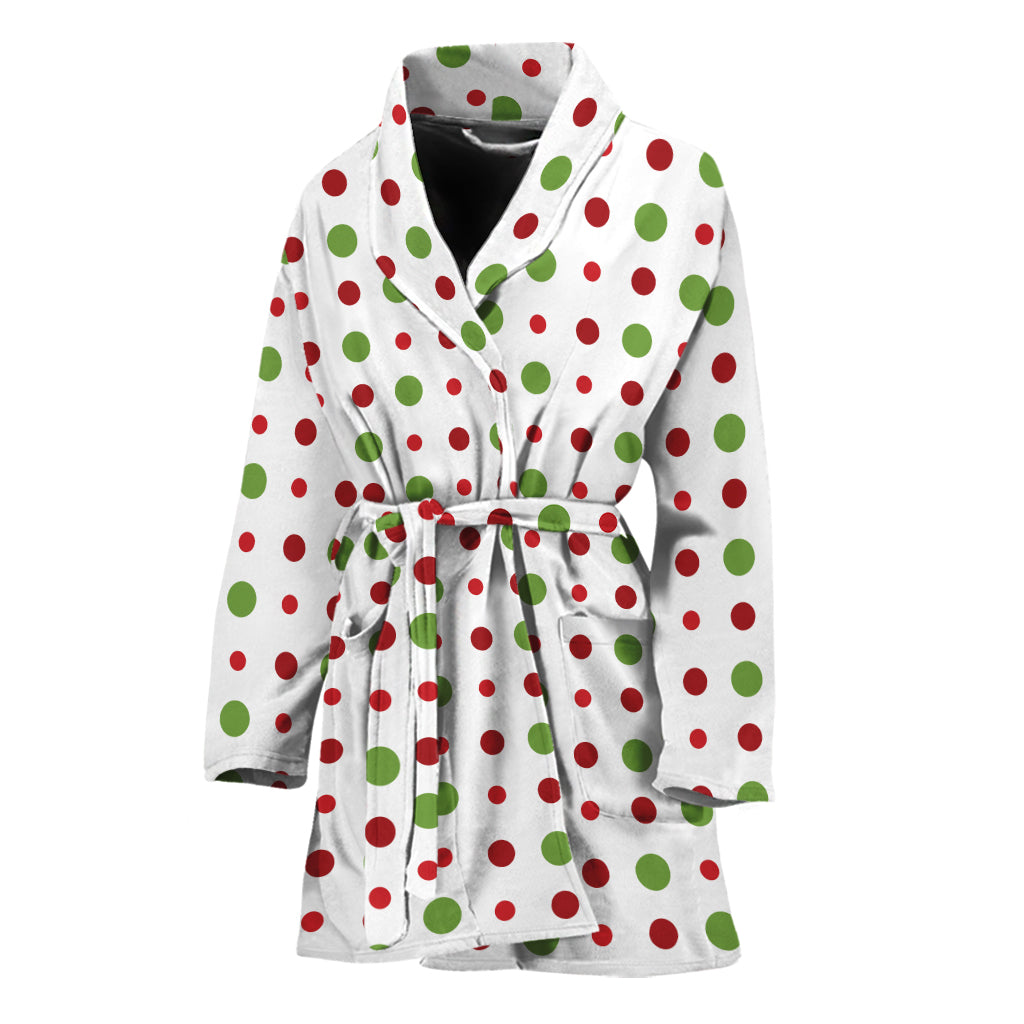 Merry Christmas Dots Pattern Print Women's Bathrobe