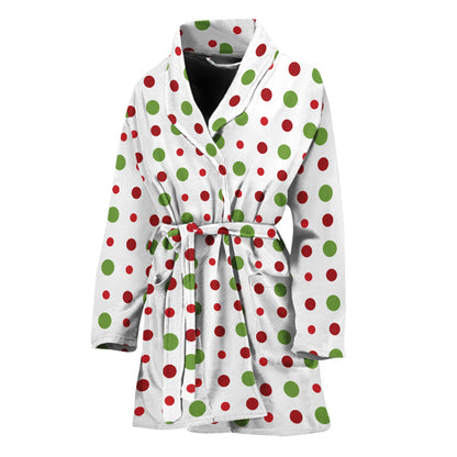 Merry Christmas Dots Pattern Print Women's Bathrobe