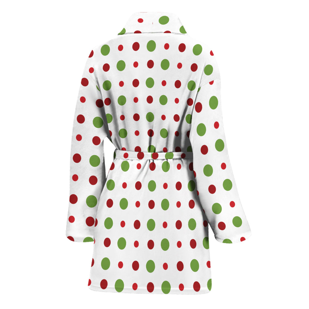 Merry Christmas Dots Pattern Print Women's Bathrobe