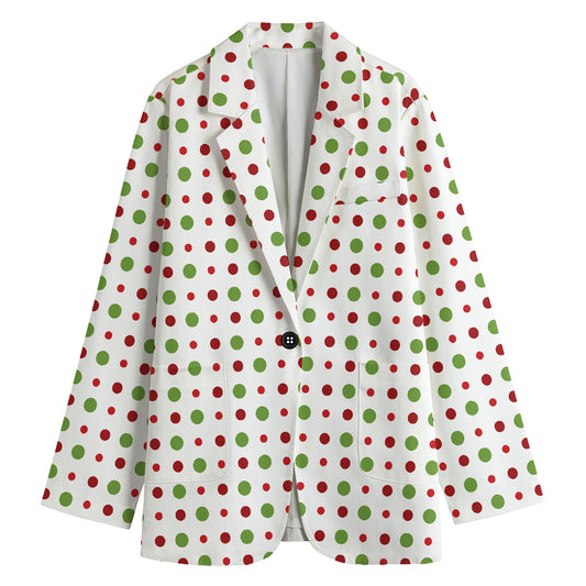 Merry Christmas Dots Pattern Print Women's Blazer