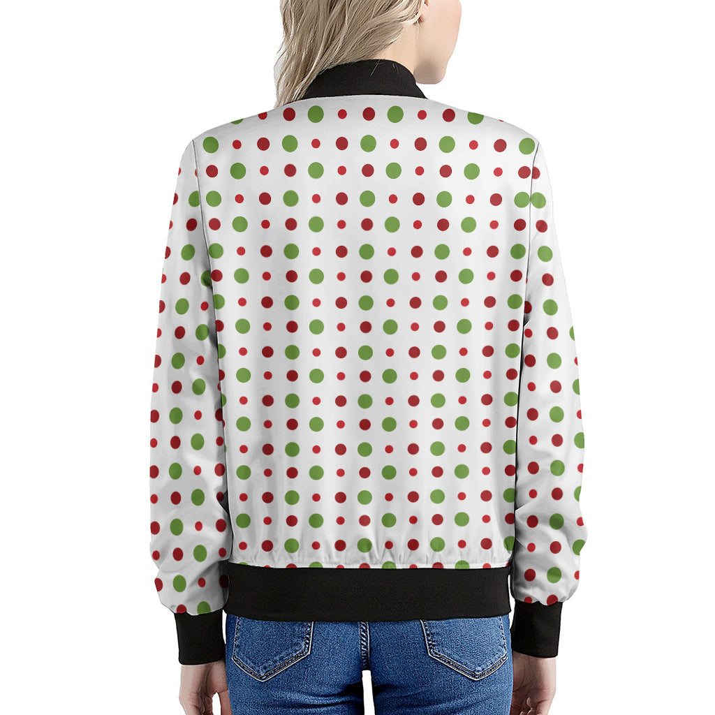 Merry Christmas Dots Pattern Print Women's Bomber Jacket