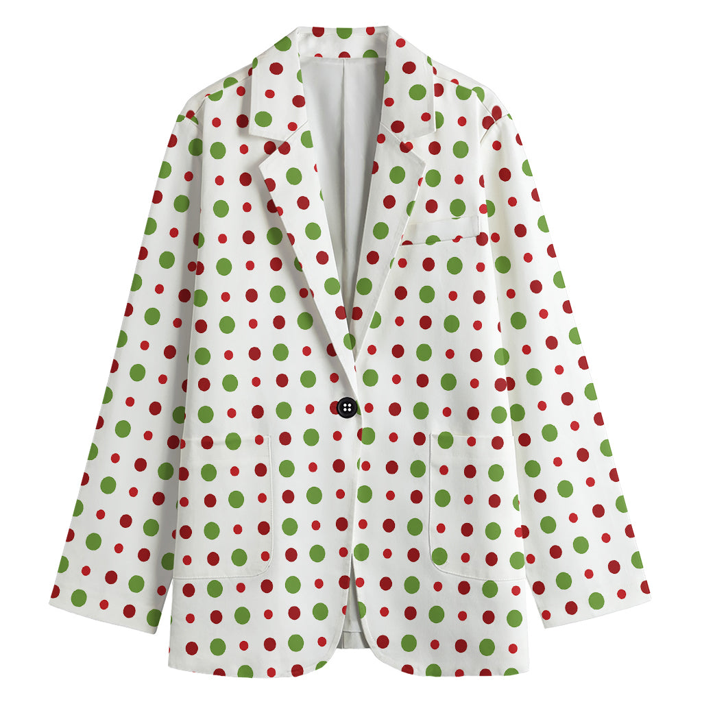 Merry Christmas Dots Pattern Print Women's Cotton Blazer