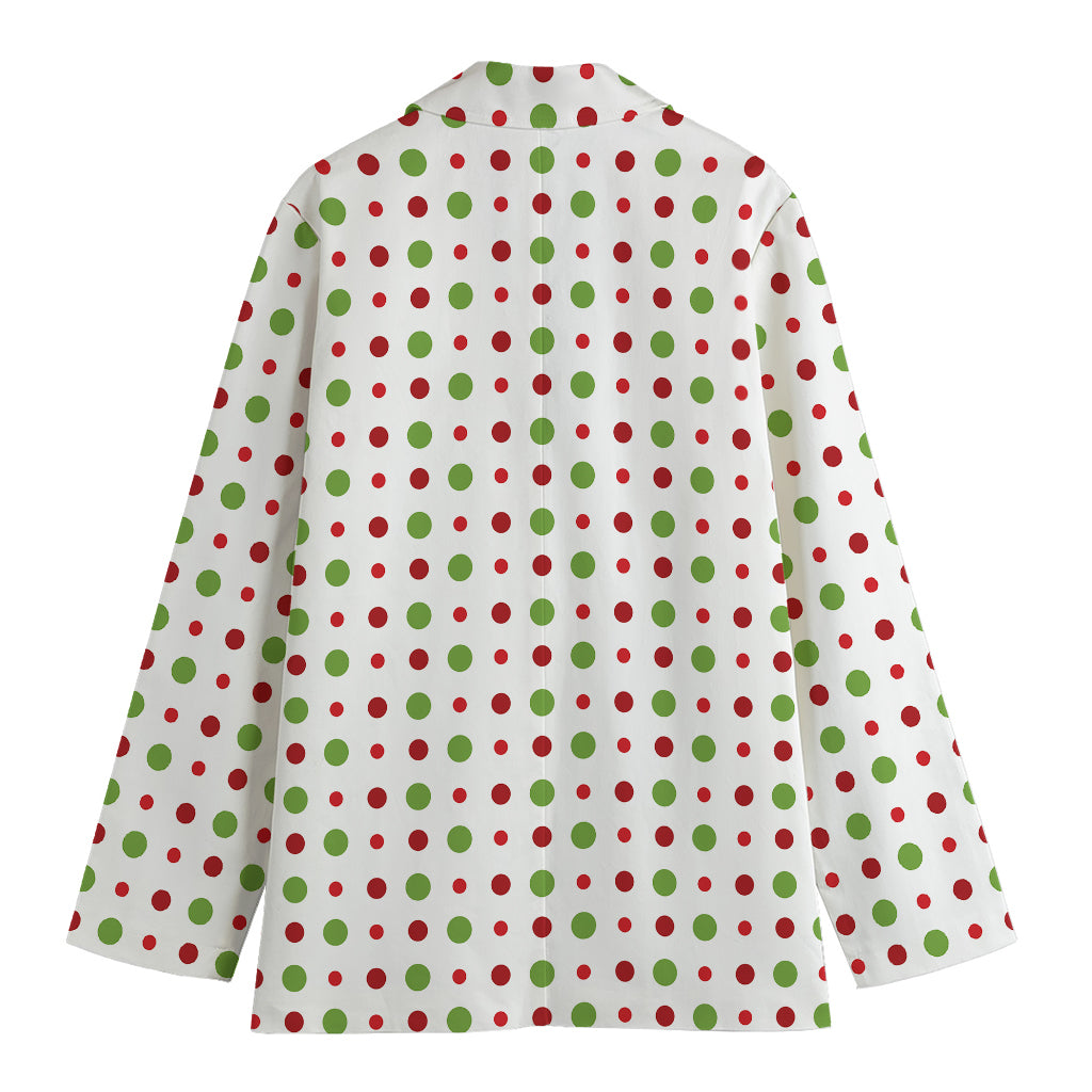 Merry Christmas Dots Pattern Print Women's Cotton Blazer