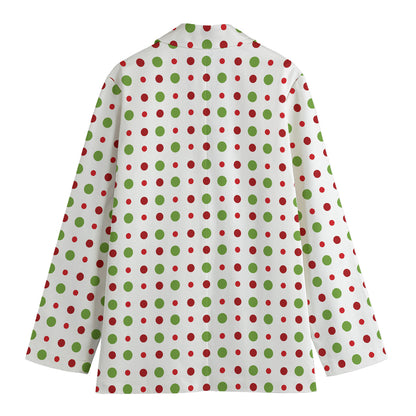 Merry Christmas Dots Pattern Print Women's Cotton Blazer