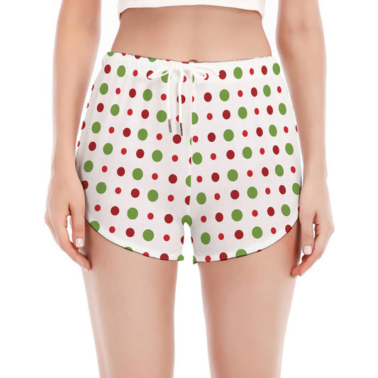 Merry Christmas Dots Pattern Print Women's Split Running Shorts
