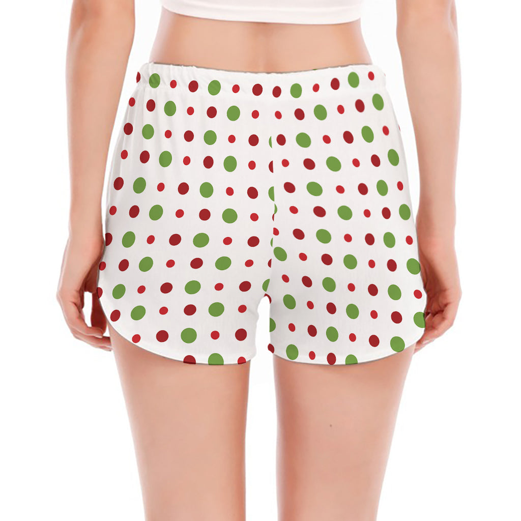 Merry Christmas Dots Pattern Print Women's Split Running Shorts