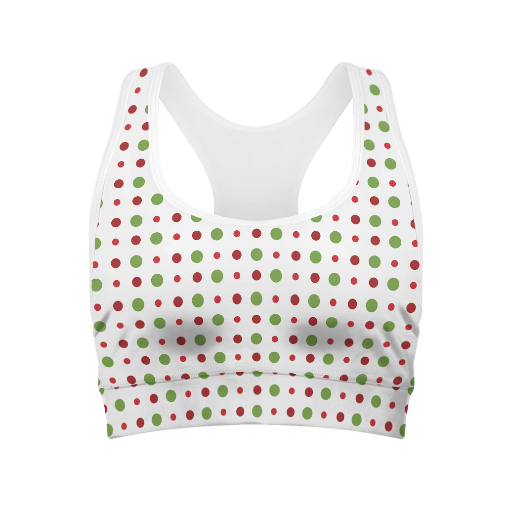 Merry Christmas Dots Pattern Print Women's Sports Bra