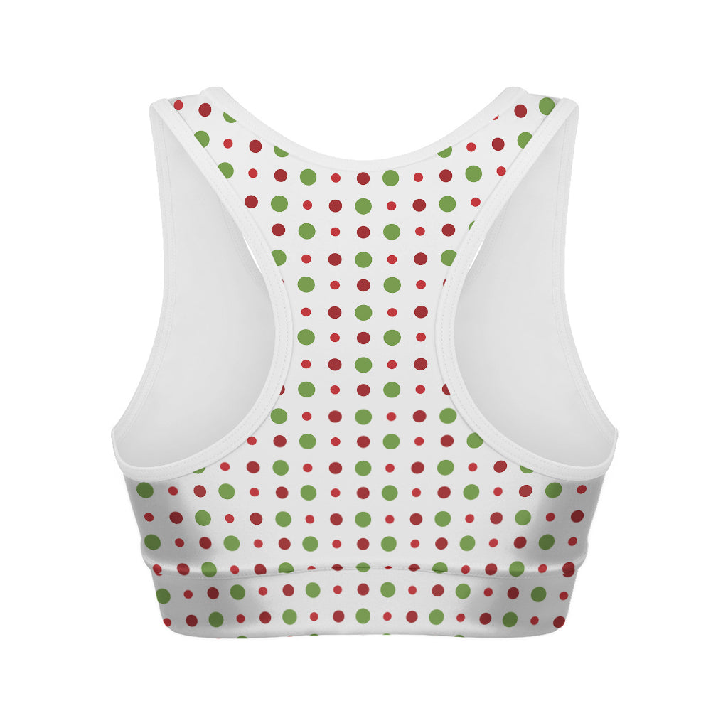 Merry Christmas Dots Pattern Print Women's Sports Bra