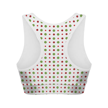 Merry Christmas Dots Pattern Print Women's Sports Bra