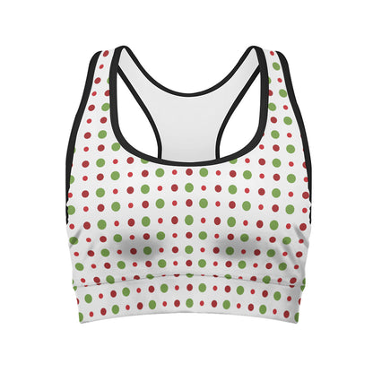Merry Christmas Dots Pattern Print Women's Sports Bra