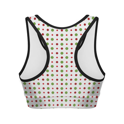Merry Christmas Dots Pattern Print Women's Sports Bra