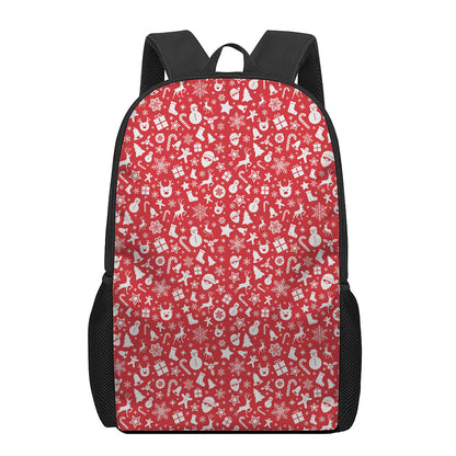 Merry Christmas Elements Pattern Print 17 Inch Backpack