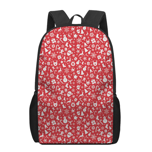 Merry Christmas Elements Pattern Print 17 Inch Backpack