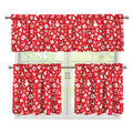 Merry Christmas Elements Pattern Print 3 Piece Kitchen Curtains