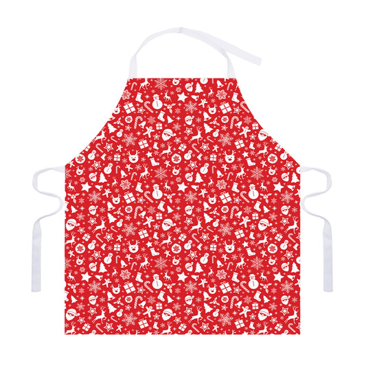 Merry Christmas Elements Pattern Print Adjustable Apron