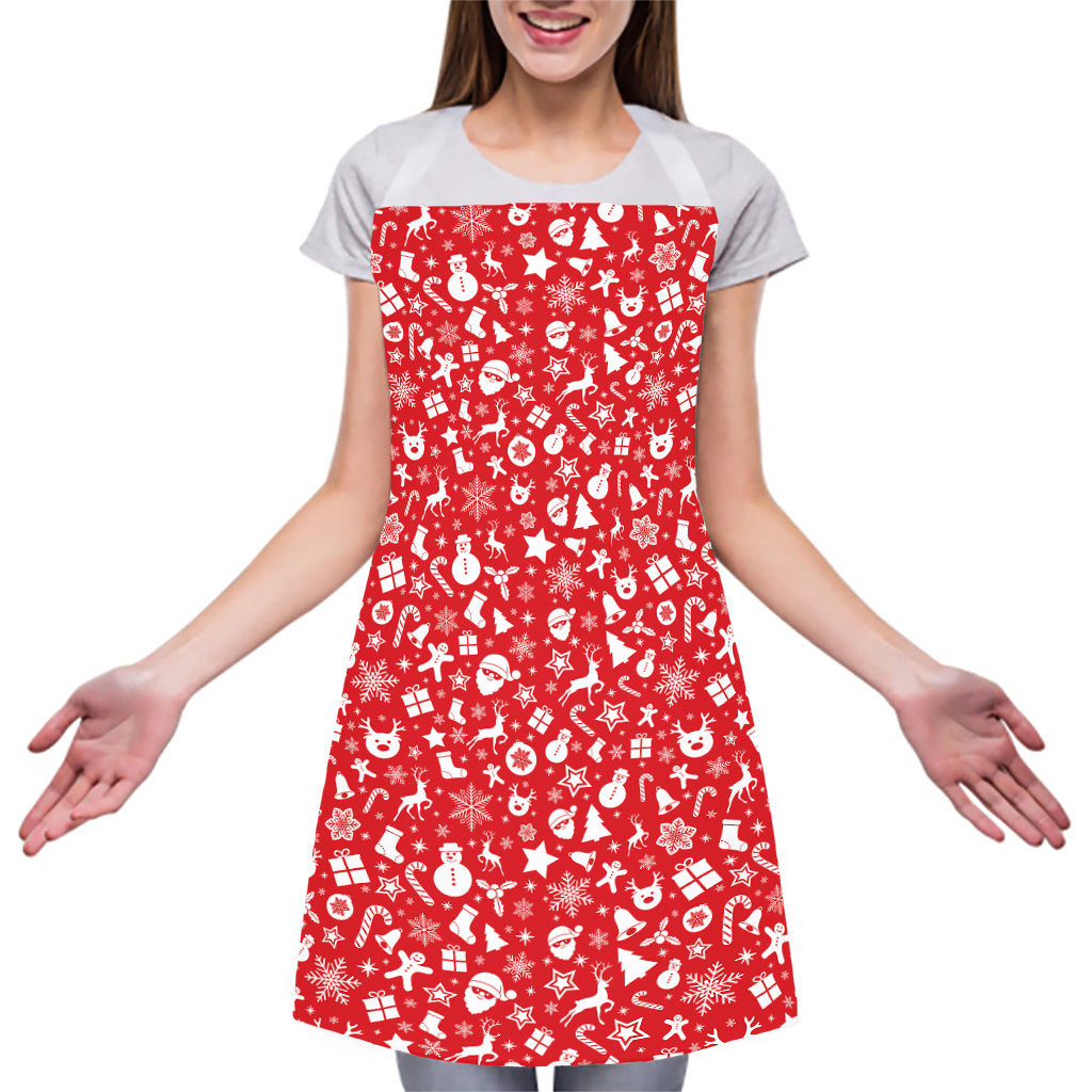 Merry Christmas Elements Pattern Print Adjustable Apron