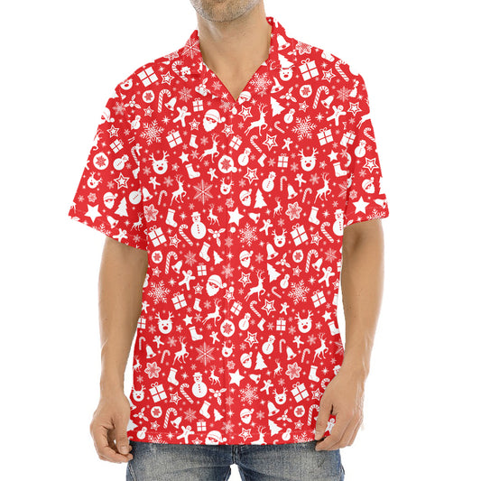 Merry Christmas Elements Pattern Print Aloha Shirt
