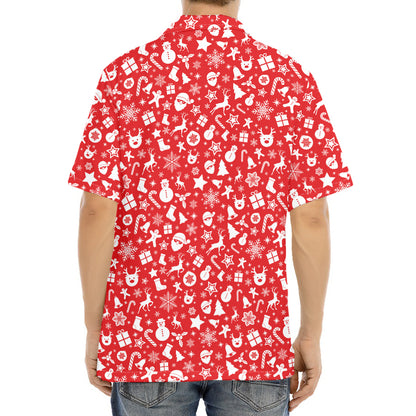 Merry Christmas Elements Pattern Print Aloha Shirt