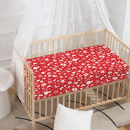 Merry Christmas Elements Pattern Print Baby Crib Sheet