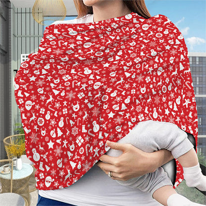 Merry Christmas Elements Pattern Print Baby Seat Cover