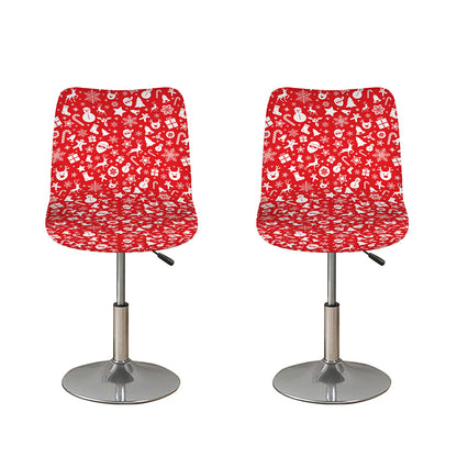 Merry Christmas Elements Pattern Print Bar Stool Covers