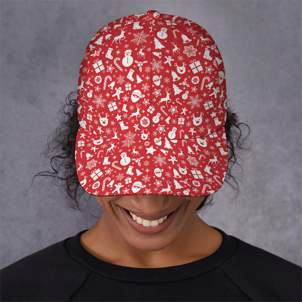 Merry Christmas Elements Pattern Print Baseball Cap