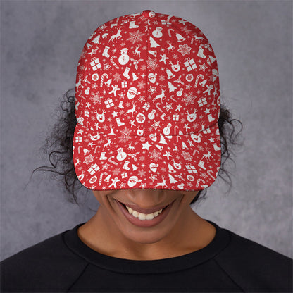 Merry Christmas Elements Pattern Print Baseball Cap