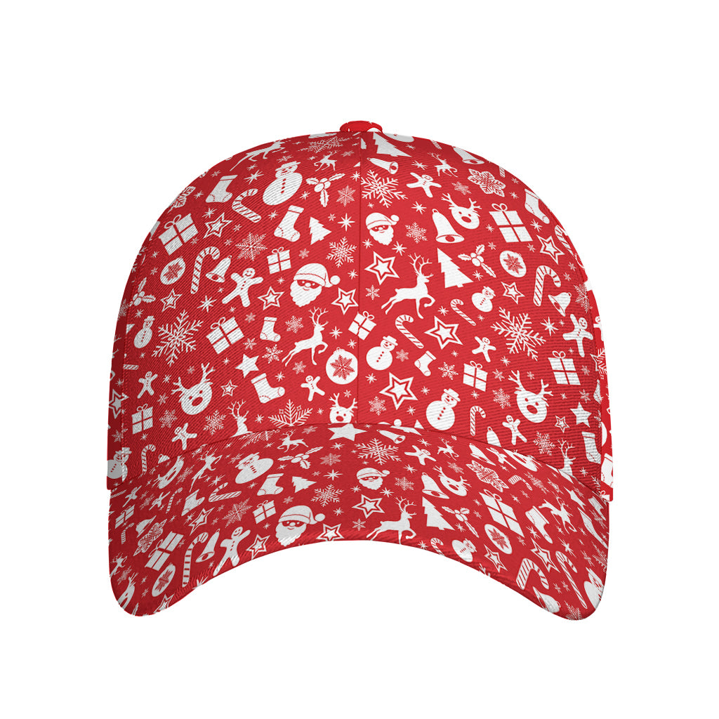 Merry Christmas Elements Pattern Print Baseball Cap