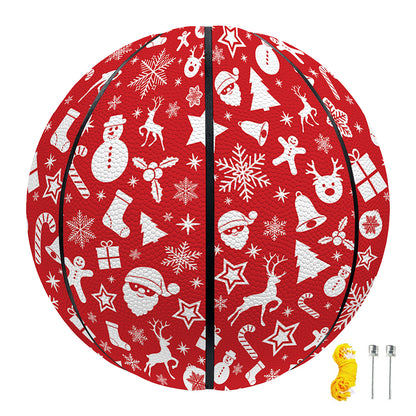 Merry Christmas Elements Pattern Print Basketball