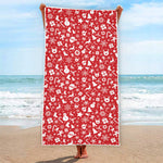 Merry Christmas Elements Pattern Print Beach Towel