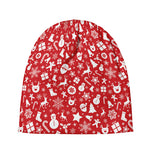 Merry Christmas Elements Pattern Print Beanie