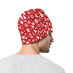 Merry Christmas Elements Pattern Print Beanie