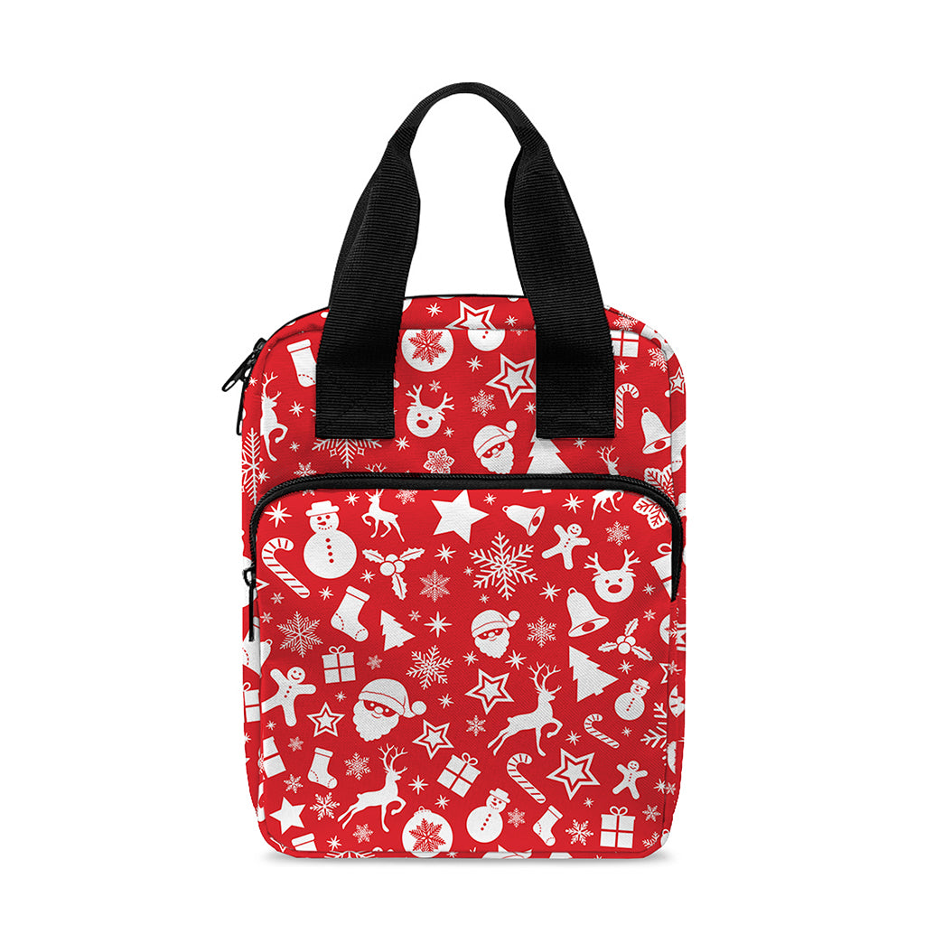 Merry Christmas Elements Pattern Print Bible Tote Bag