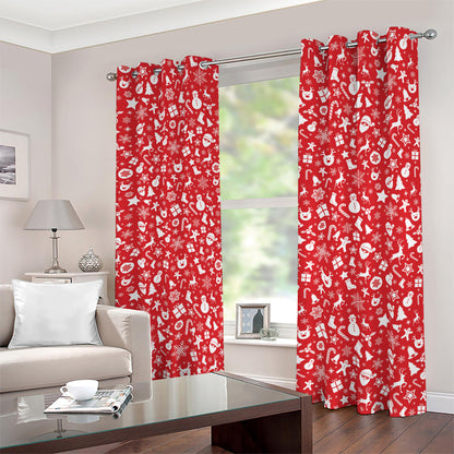 Merry Christmas Elements Pattern Print Blackout Grommet Curtains