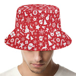 Merry Christmas Elements Pattern Print Bucket Hat