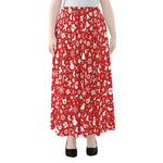 Merry Christmas Elements Pattern Print Chiffon Maxi Skirt