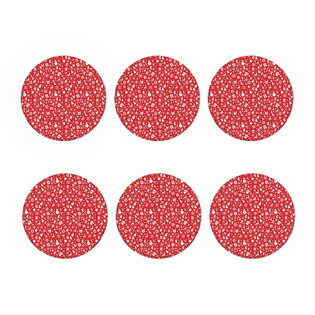 Merry Christmas Elements Pattern Print Coaster Set