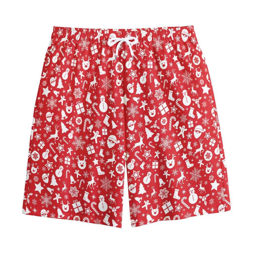 Merry Christmas Elements Pattern Print Cotton Shorts