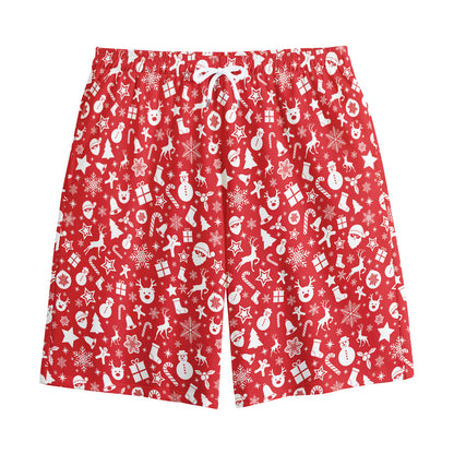Merry Christmas Elements Pattern Print Cotton Shorts