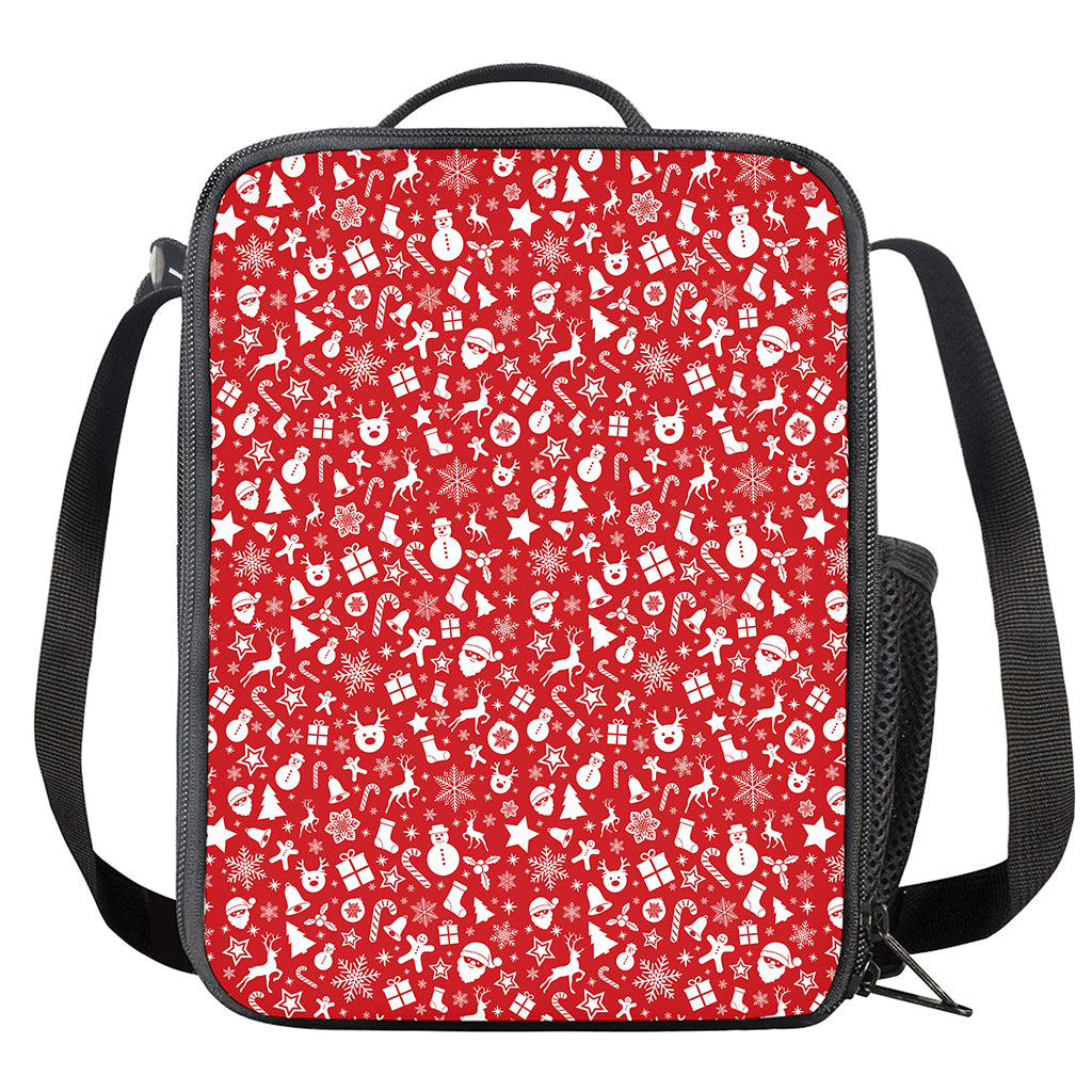 Merry Christmas Elements Pattern Print Crossbody Lunch Bag