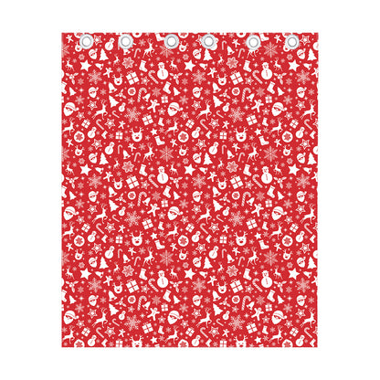 Merry Christmas Elements Pattern Print Curtain