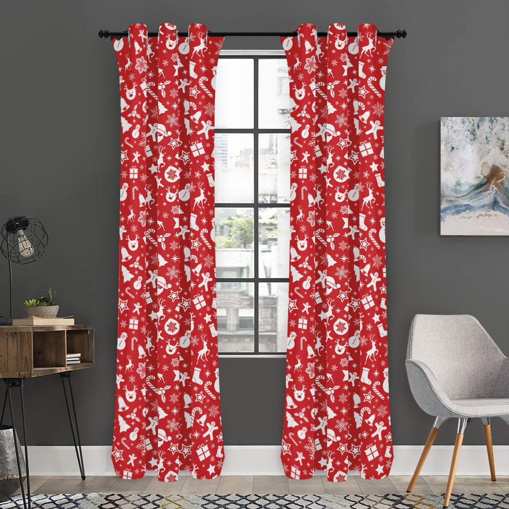 Merry Christmas Elements Pattern Print Curtain