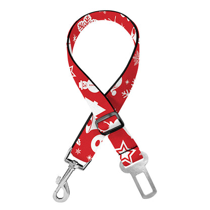 Merry Christmas Elements Pattern Print Dog Seat Belt