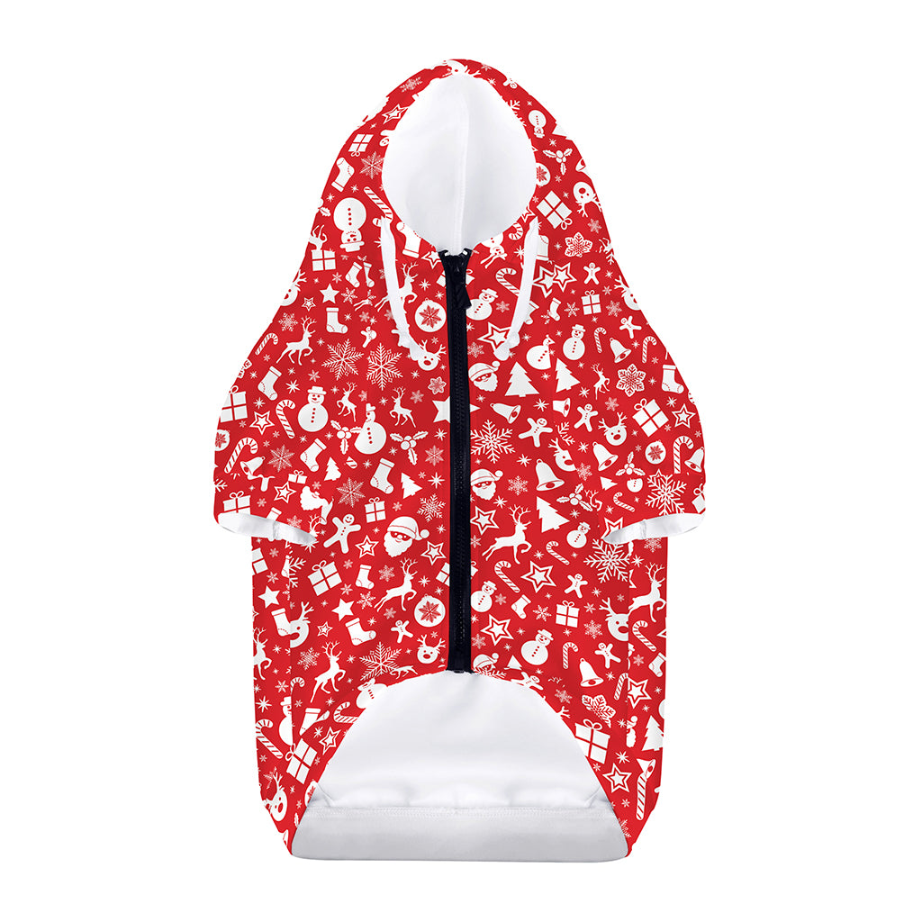 Merry Christmas Elements Pattern Print Dog Zip Up Hoodie