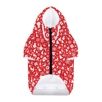 Merry Christmas Elements Pattern Print Dog Zip Up Hoodie