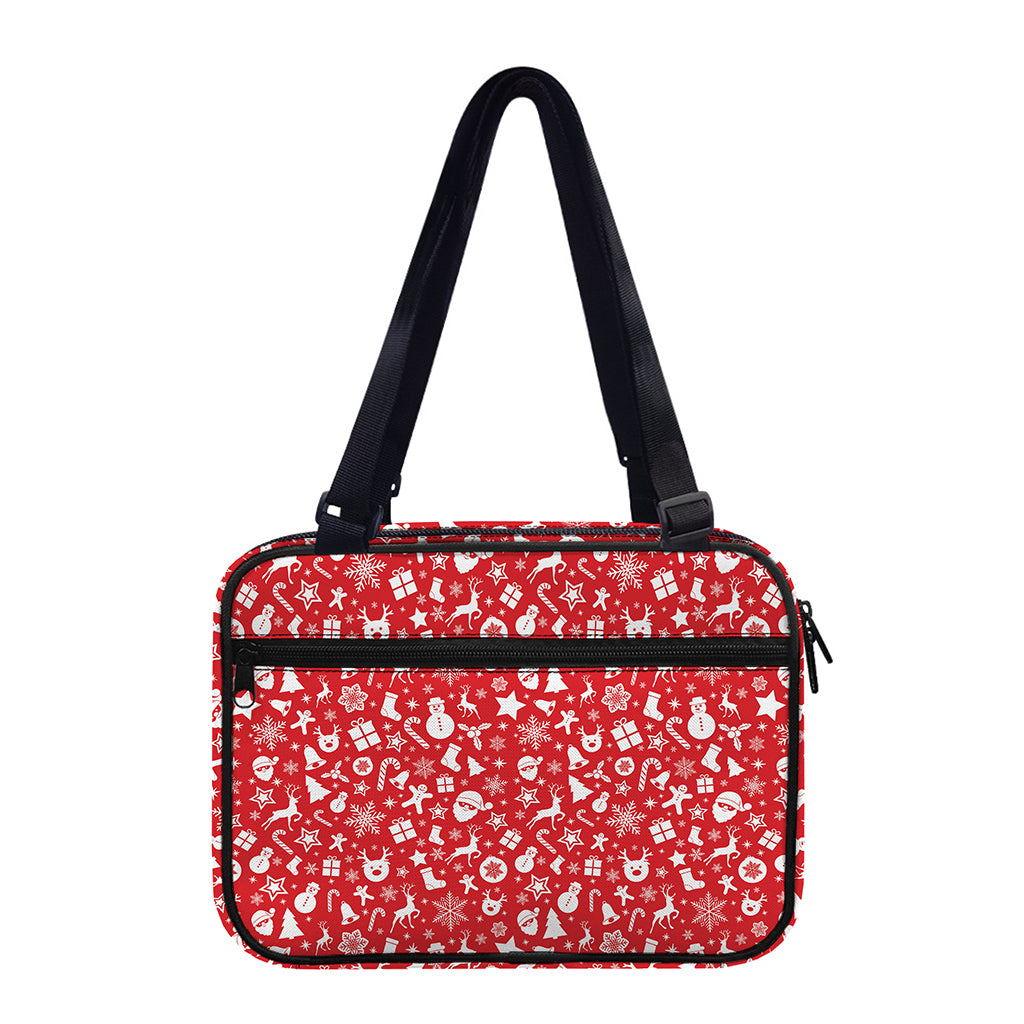 Merry Christmas Elements Pattern Print Double Strap Bible Bag