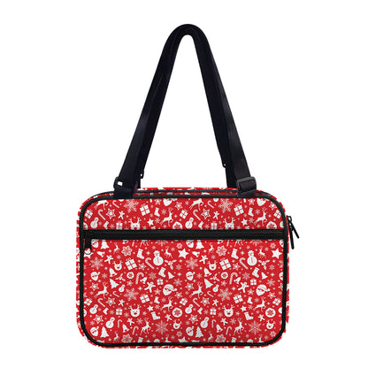 Merry Christmas Elements Pattern Print Double Strap Bible Bag